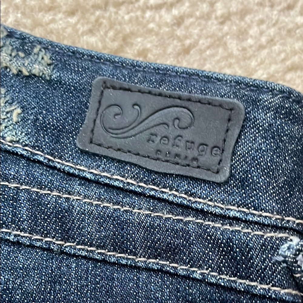 Women's Blue Distressed Jeans - Refuge 9 Long - Picture 3 of 5